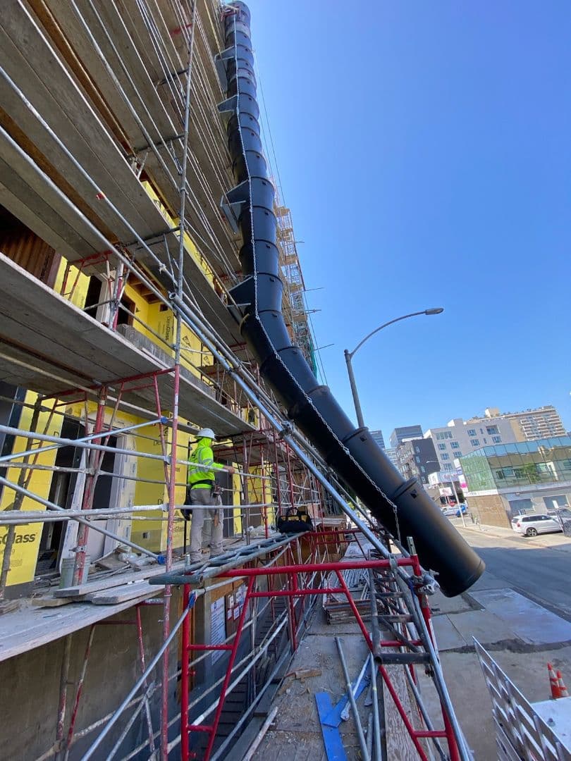 Reliable Trash Chute Systems scaffolding project 2 by Duty Scaffold Inc.